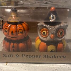Festive Pumpkin and Owl Salt & Pepper Shakers